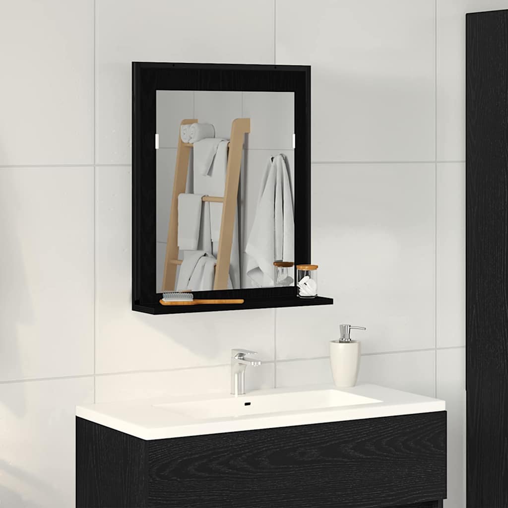 Bathroom Mirror Black Oak 50x12x60 cm Engineered Wood - Unbeatable Bargains