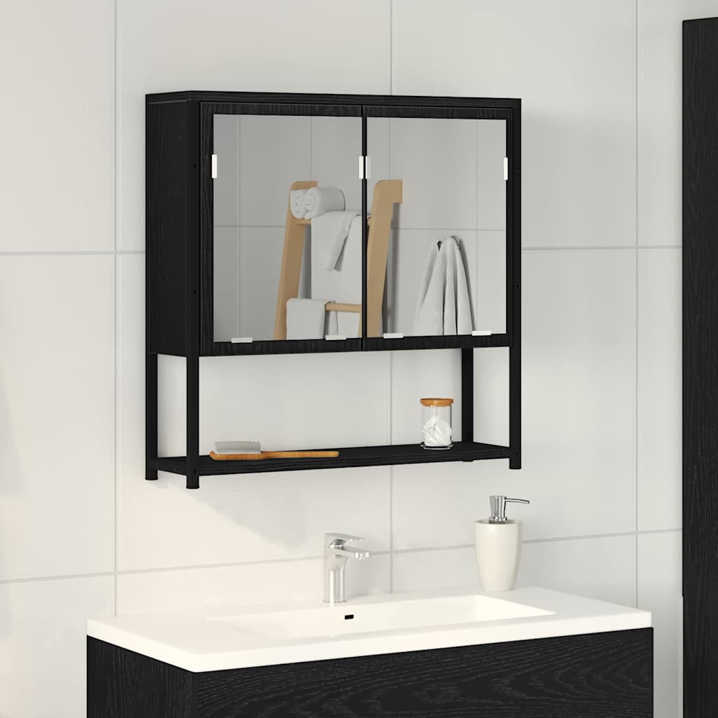 Bathroom Mirror Cabinet Black Oak 60x16x60 cm Engineered Wood - Casper Homes