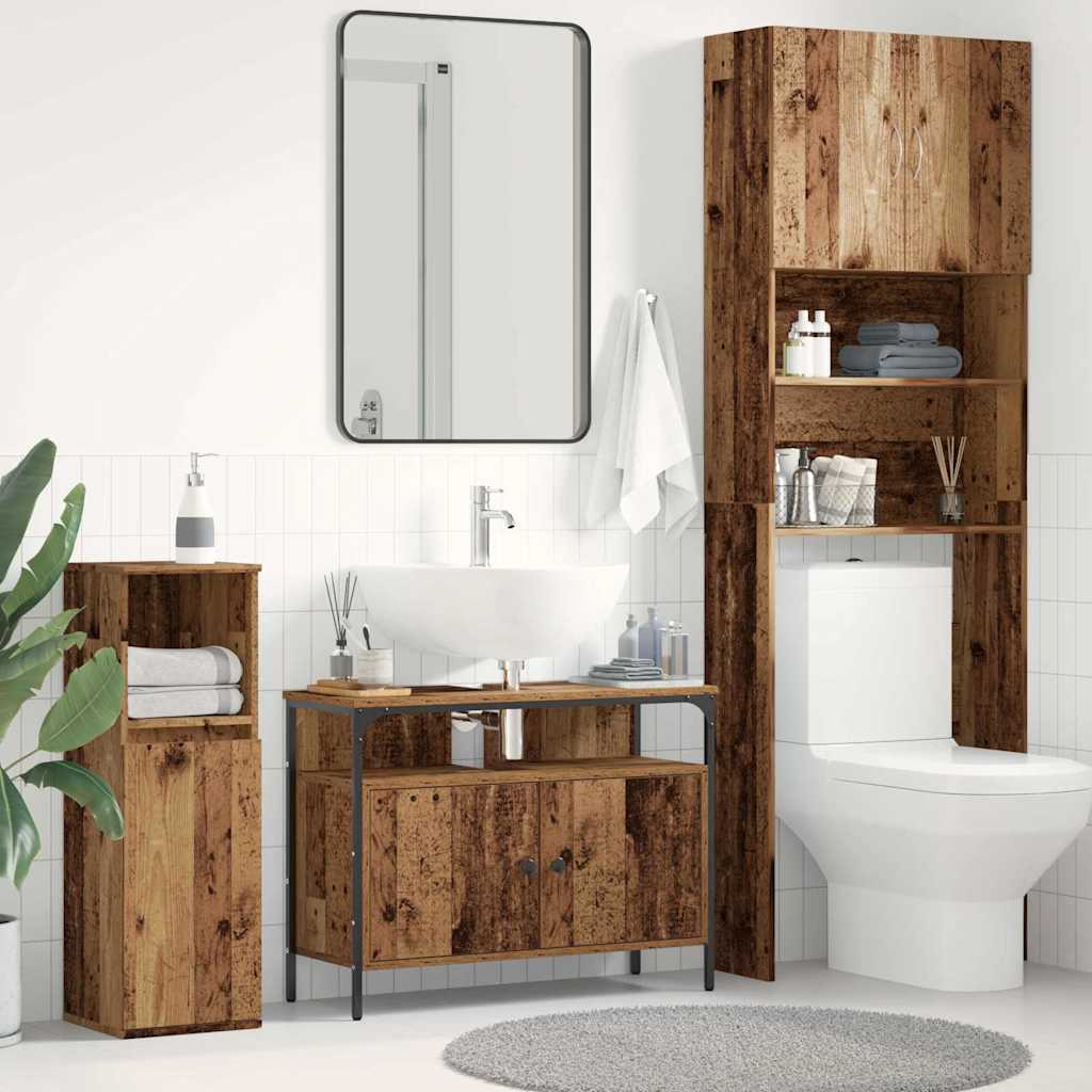 Bathroom Sink Cabinet Old Wood 80x30x60 cm Engineered Wood - Casper Homes