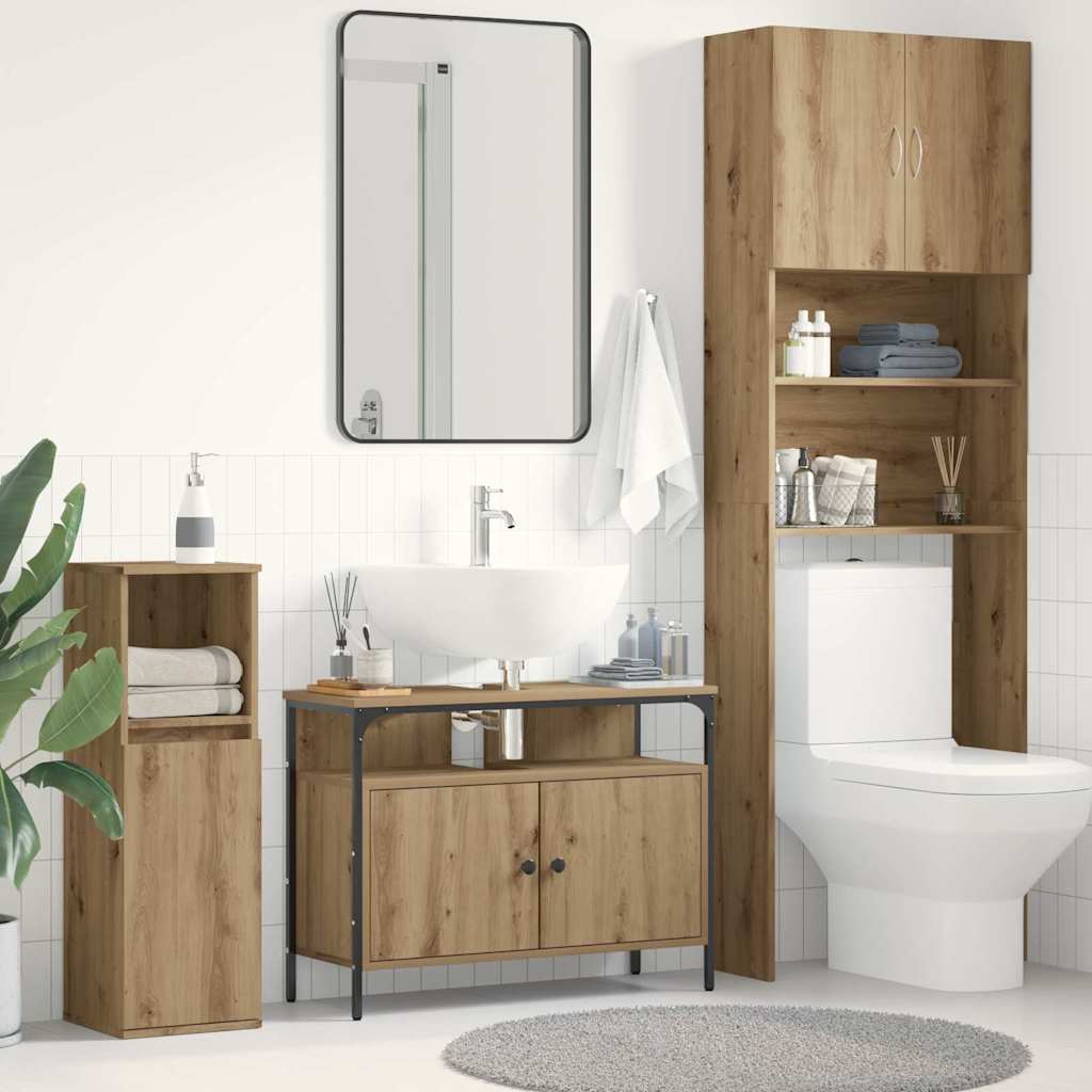 Bathroom Sink Cabinet Artisan Oak 80x30x60 cm Engineered Wood - Direct Imports