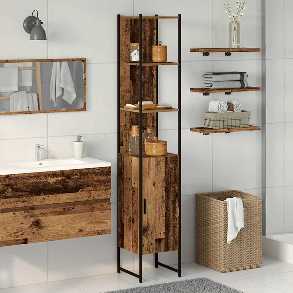 Bathroom Cabinet Old Wood 33x33x185,5 cm Engineered Wood - R and M Furniture