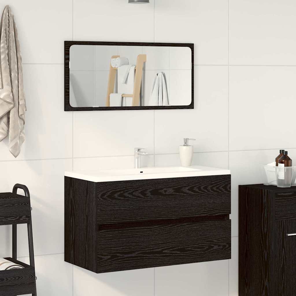 2 Piece Bathroom Furniture Set Black Oak Engineered Wood - Style and Chic