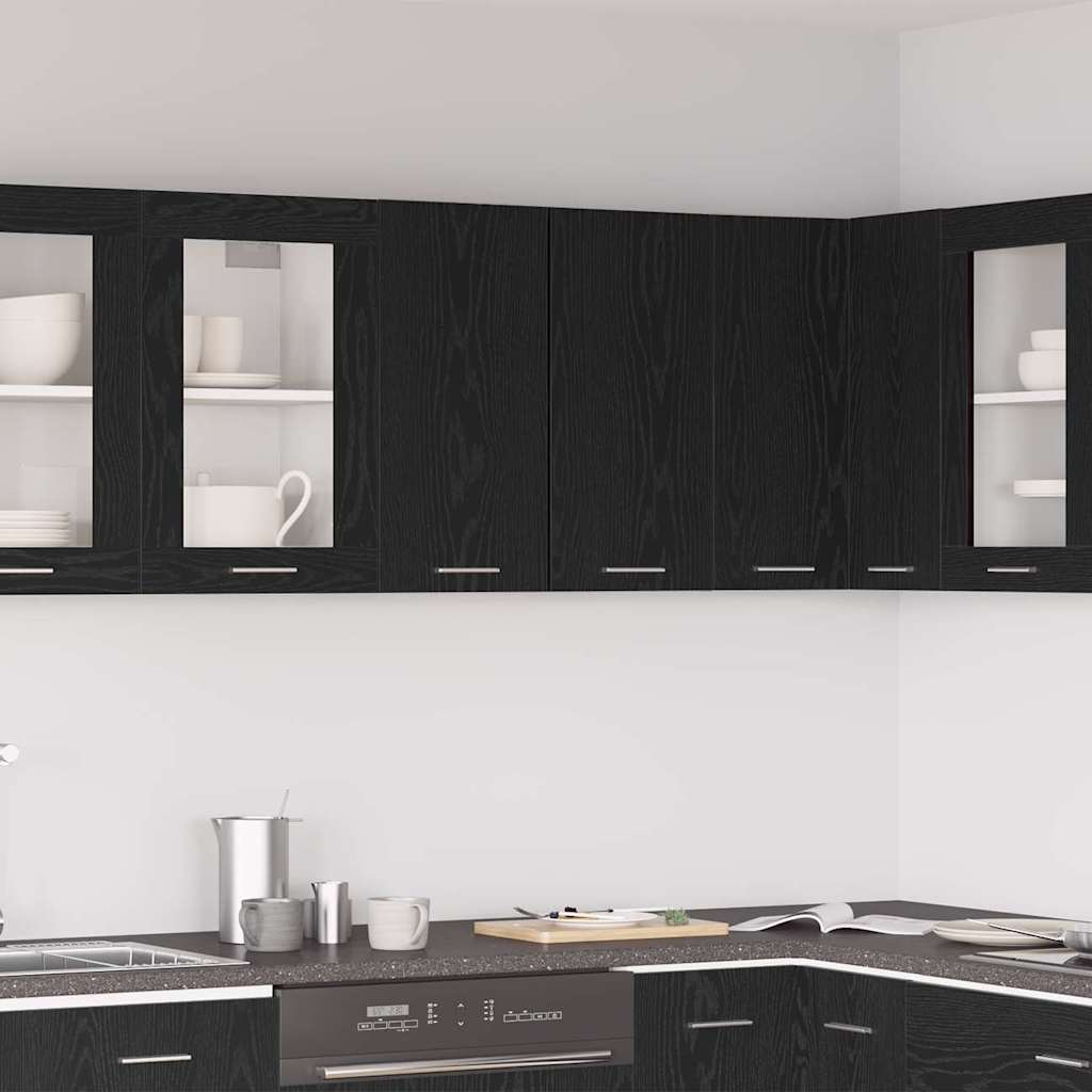 Black Oak Hanging Cabinet 60 x 31 x 60 cm Made from Engineered Wood - Charlotte Dunes