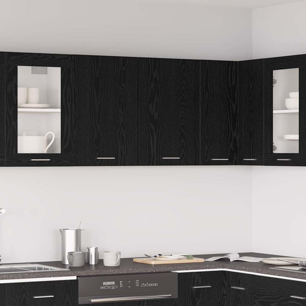 Black Oak Hanging Cabinet - 80x31x60 cm - Made from Engineered Wood - Merkel Designers