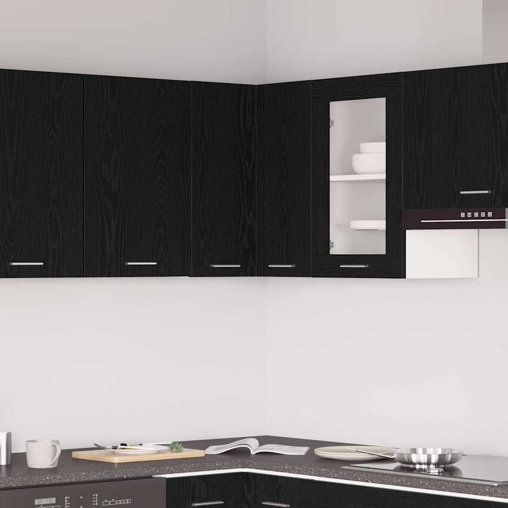 Hanging Corner Cabinet - Black Oak - 57 x 57 x 60 cm - Made from Engineered Wood - Unbeatable Bargains