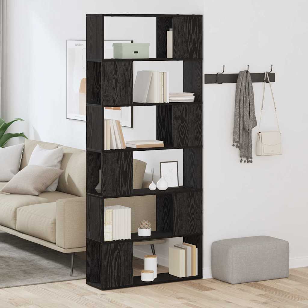 Book Shelf Black Oak 80x24x186 cm Engineered Wood - The Home Maker