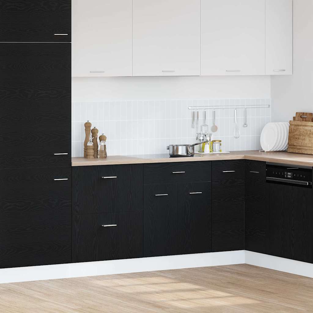 Black Oak Drawer Base Cabinet - 60x46x81.5 cm Made from Engineered Wood - Decor Base