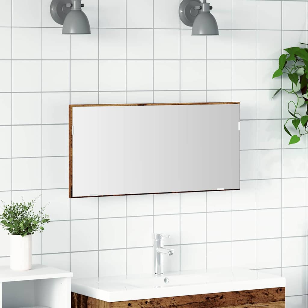 Bathroom Mirror Cabinet with LED Light Old Wood 80x37 cm - Design Hut