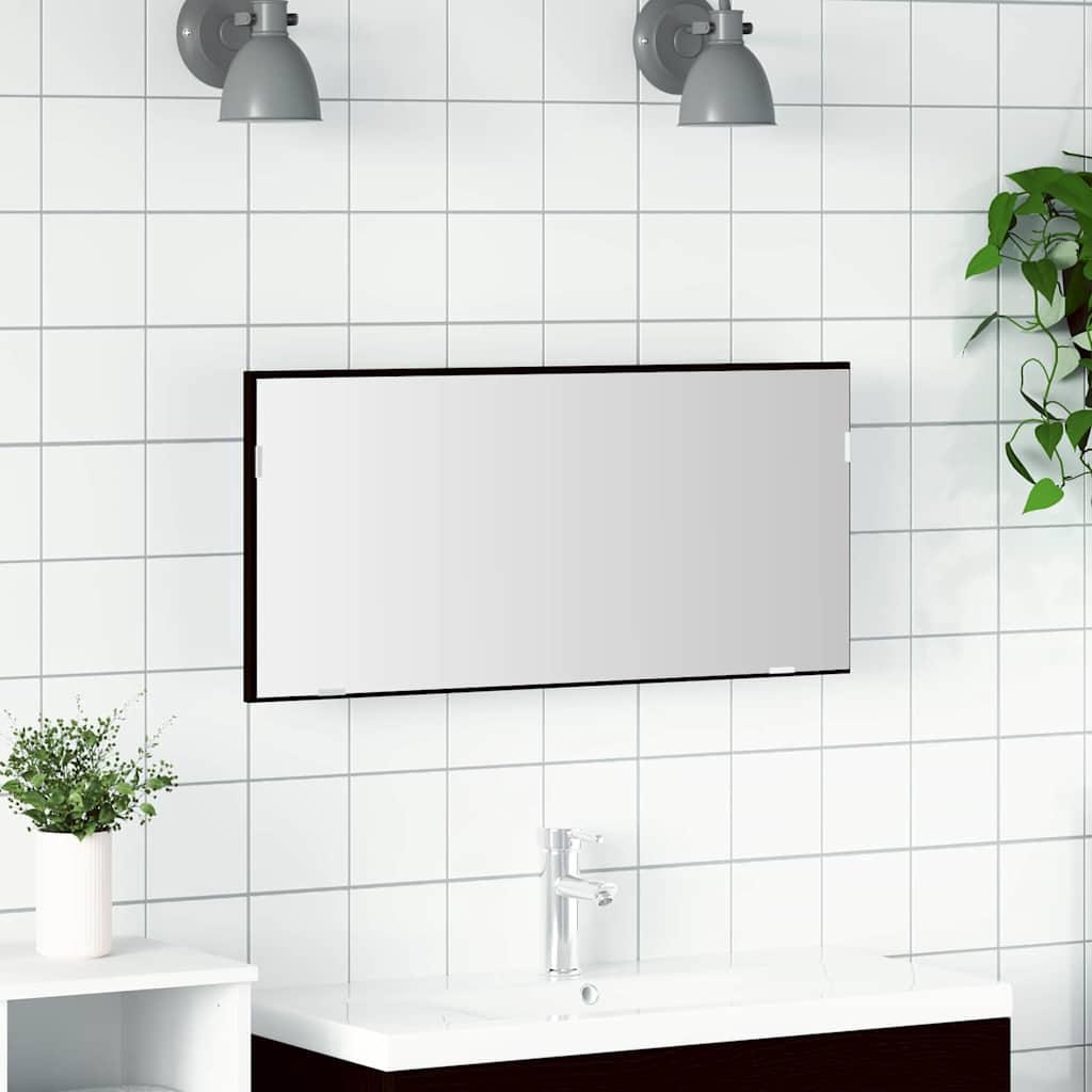 Bathroom Mirror Cabinet with LED Light Black Oak 80x37 cm - Casper Homes