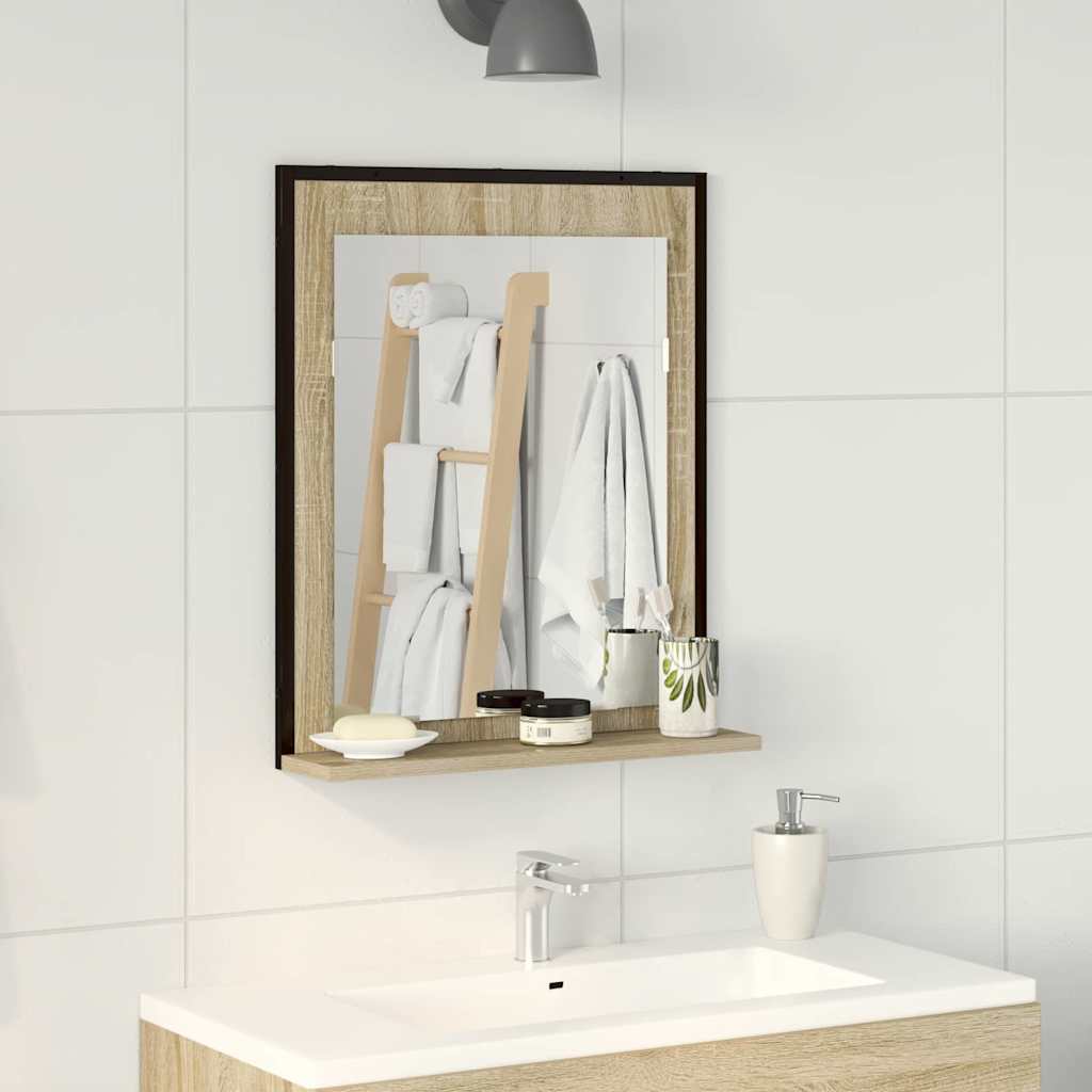 Bathroom Mirror with Shelf Sonoma Oak 50x12x60 cm Engineered Wood - Tyrell & Tyrell