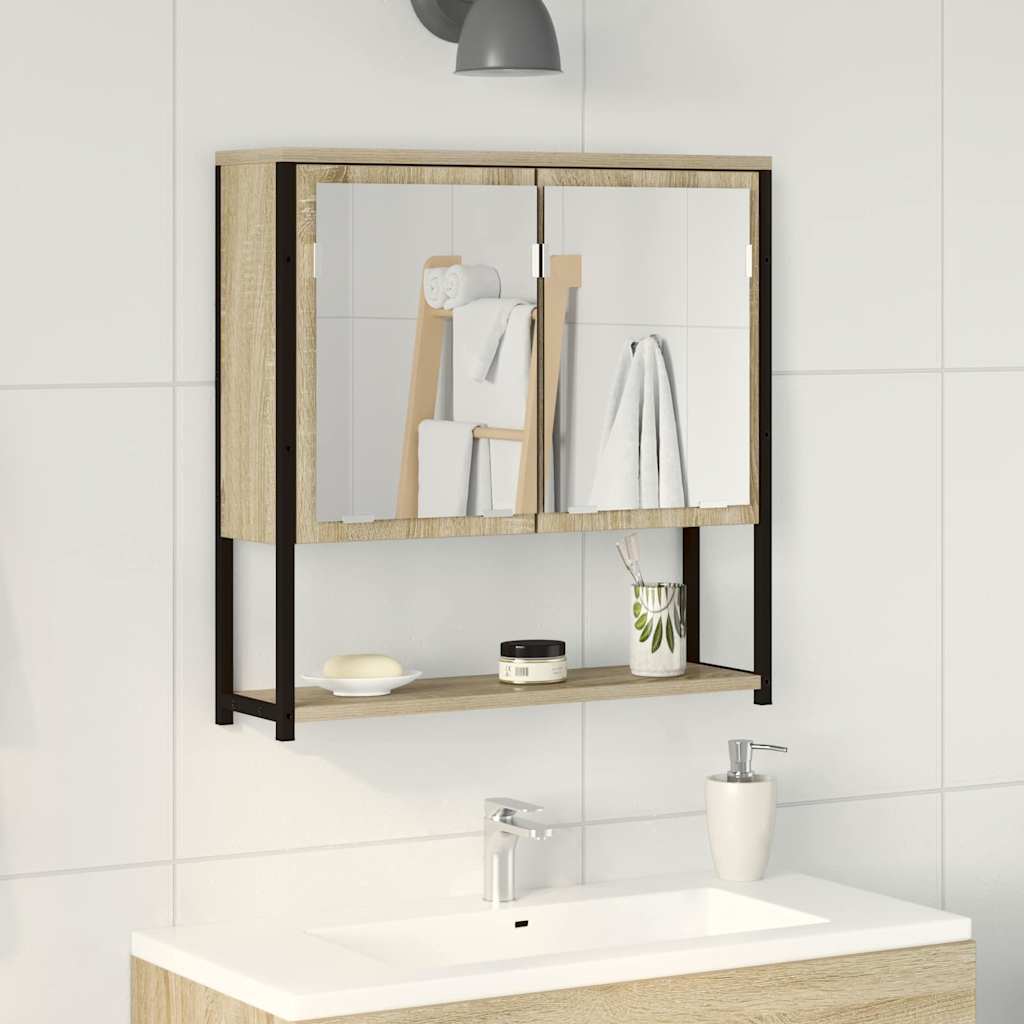 Bathroom Mirror Cabinet Sonoma Oak 60x16x60 cm Engineered Wood - Unbeatable Bargains