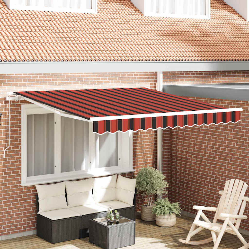 ENSVALE Retractable Awning Retractable and Brown 300x250 cm - Orange - Design Hut