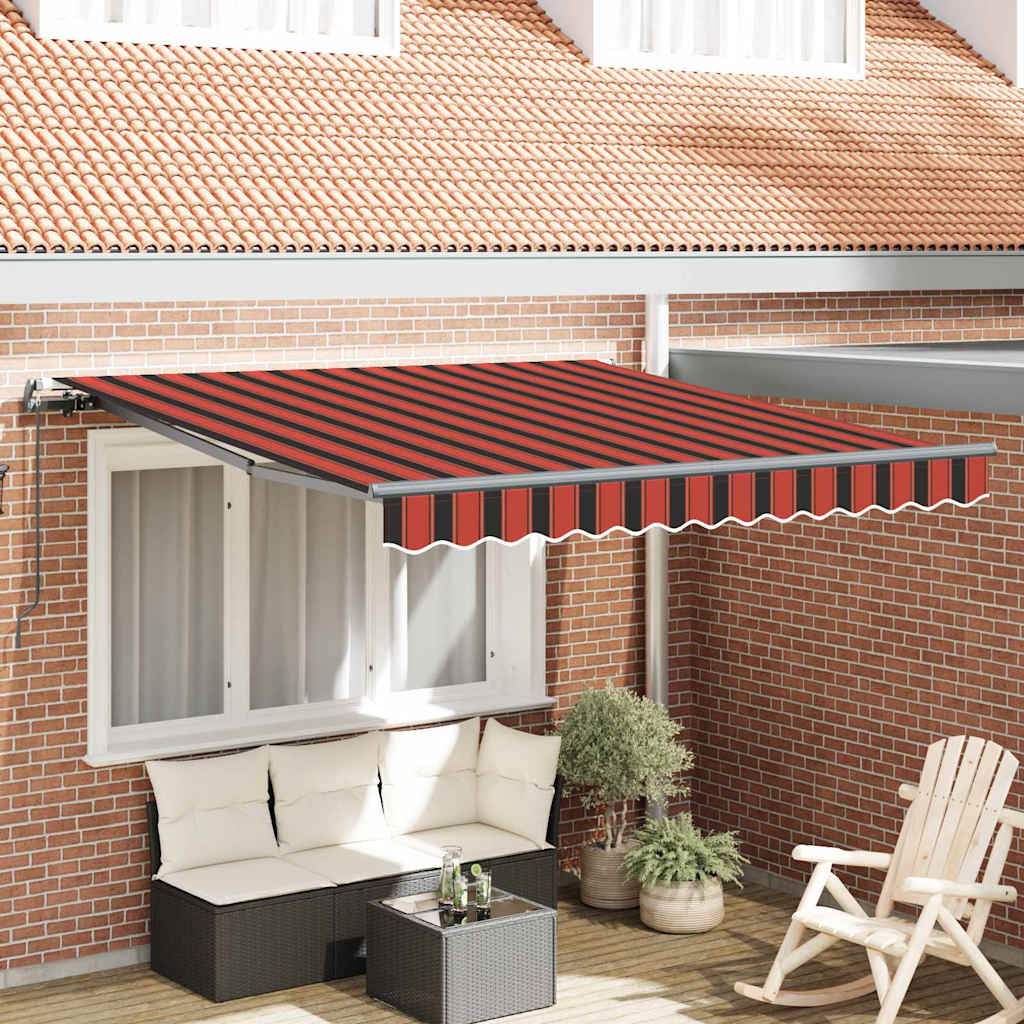 Manual Retractable Awning in Orange and Brown, 300x250 cm - Sid & Sam