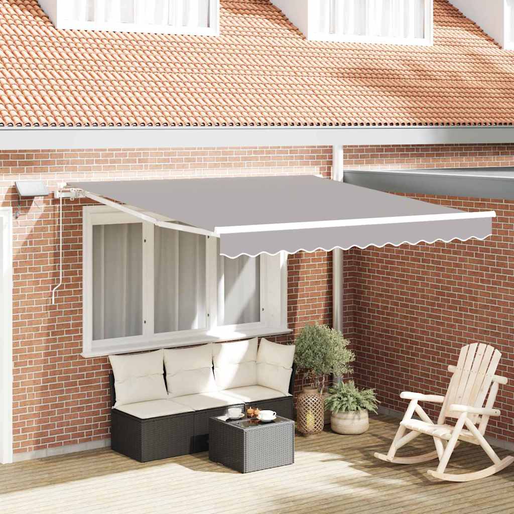 Manual Retractable Awning with LED Light Grey 300x250 cm - Sid & Sam