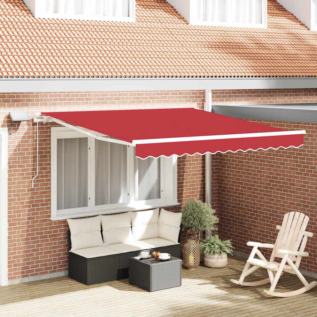 Manual Retractable Awning with LED Red 300x250 cm - Design Hut