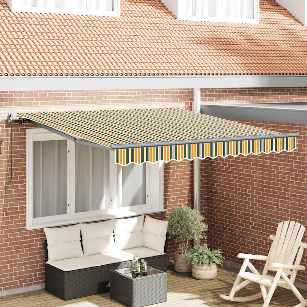 Manual Retractable Awning Green and Yellow 300x250 cm - Tyrell & Tyrell