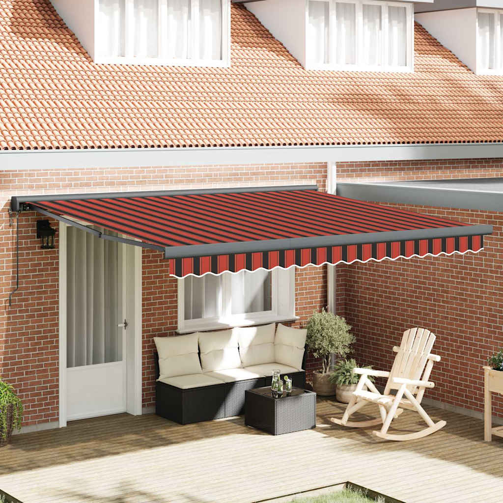 MOEVALE Retractable Awning Manual Red and 350x250 cm Fabric - Black - Design Hut