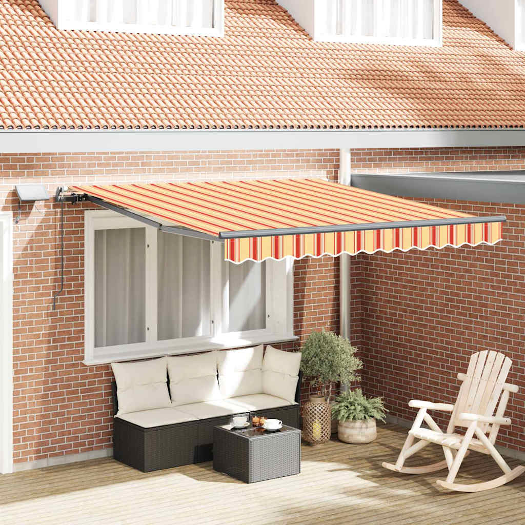 Manual Retractable Awning with LED Yellow and Orange 350x250 cm - R and M Furniture