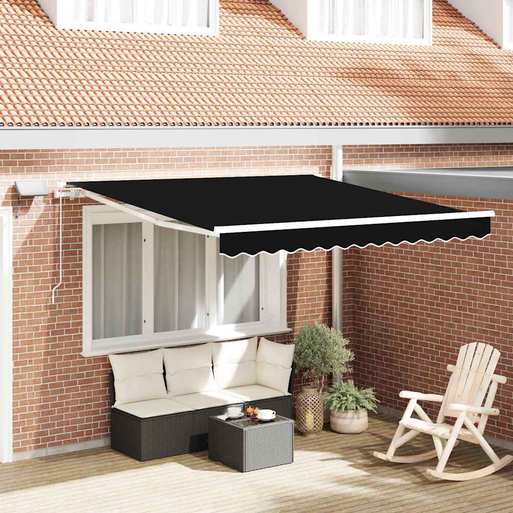Manual Retractable Awning with LED Black 350x250 cm - Style and Chic