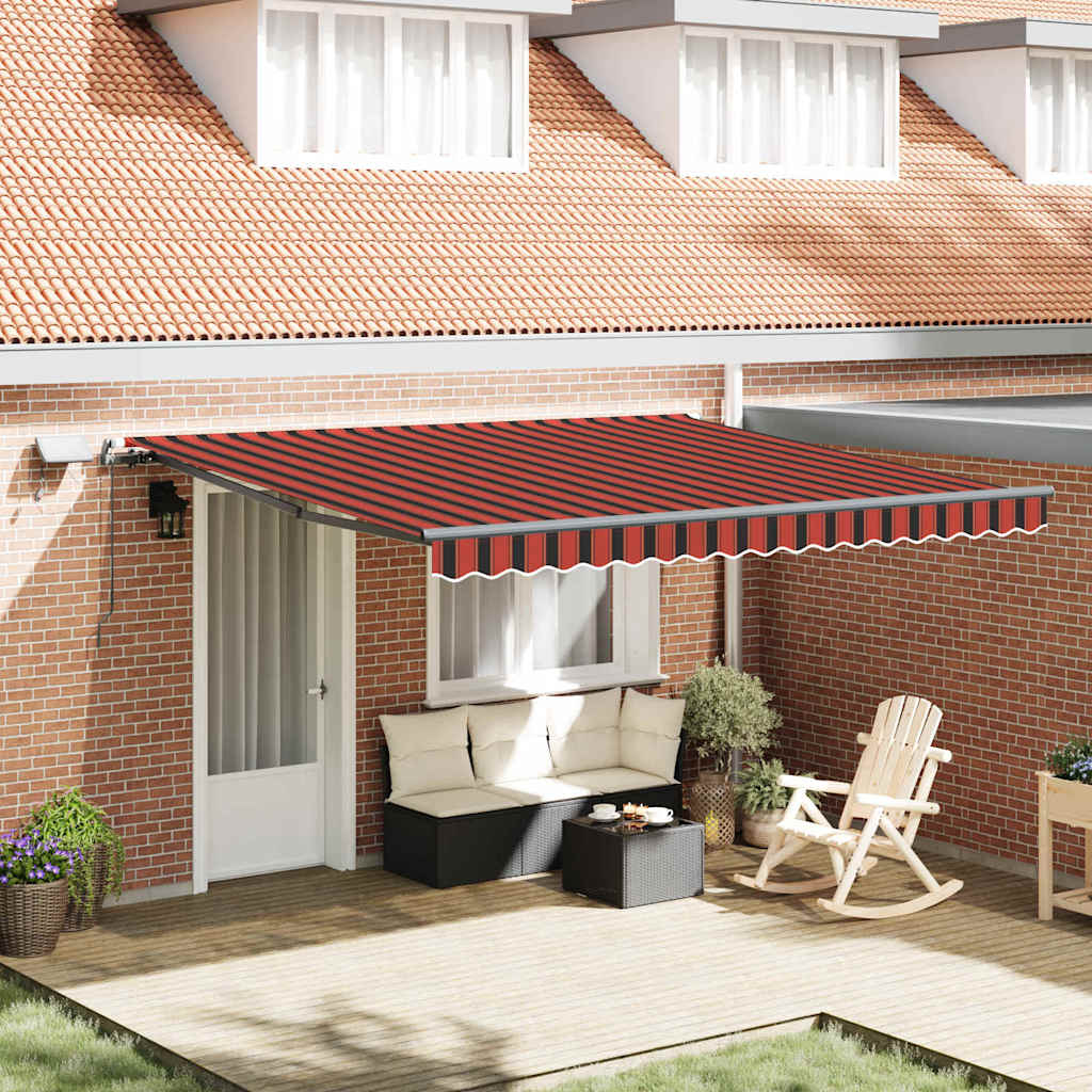 Manual Retractable Awning with LED Orange and Brown 400x300 cm - Direct Imports