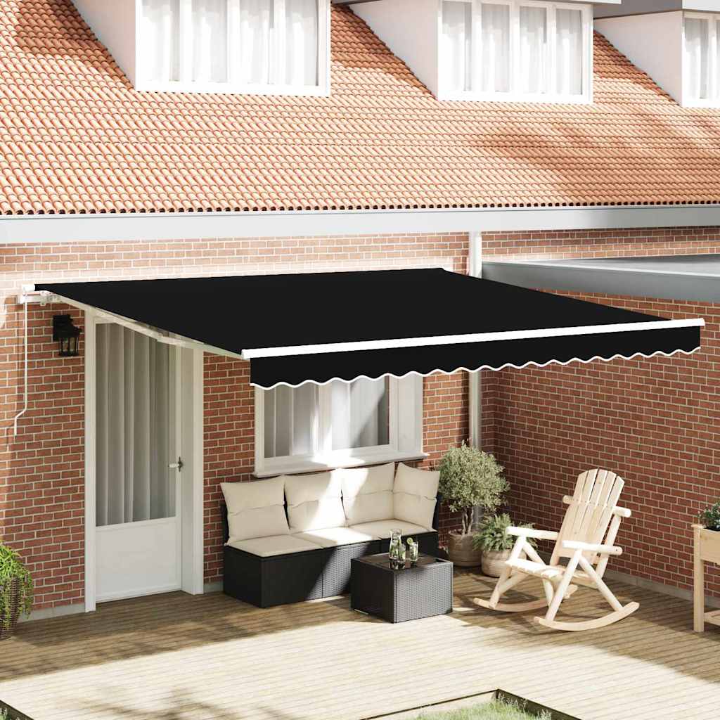 Manual Retractable Awning Black 400x300 cm - Discount Dealers