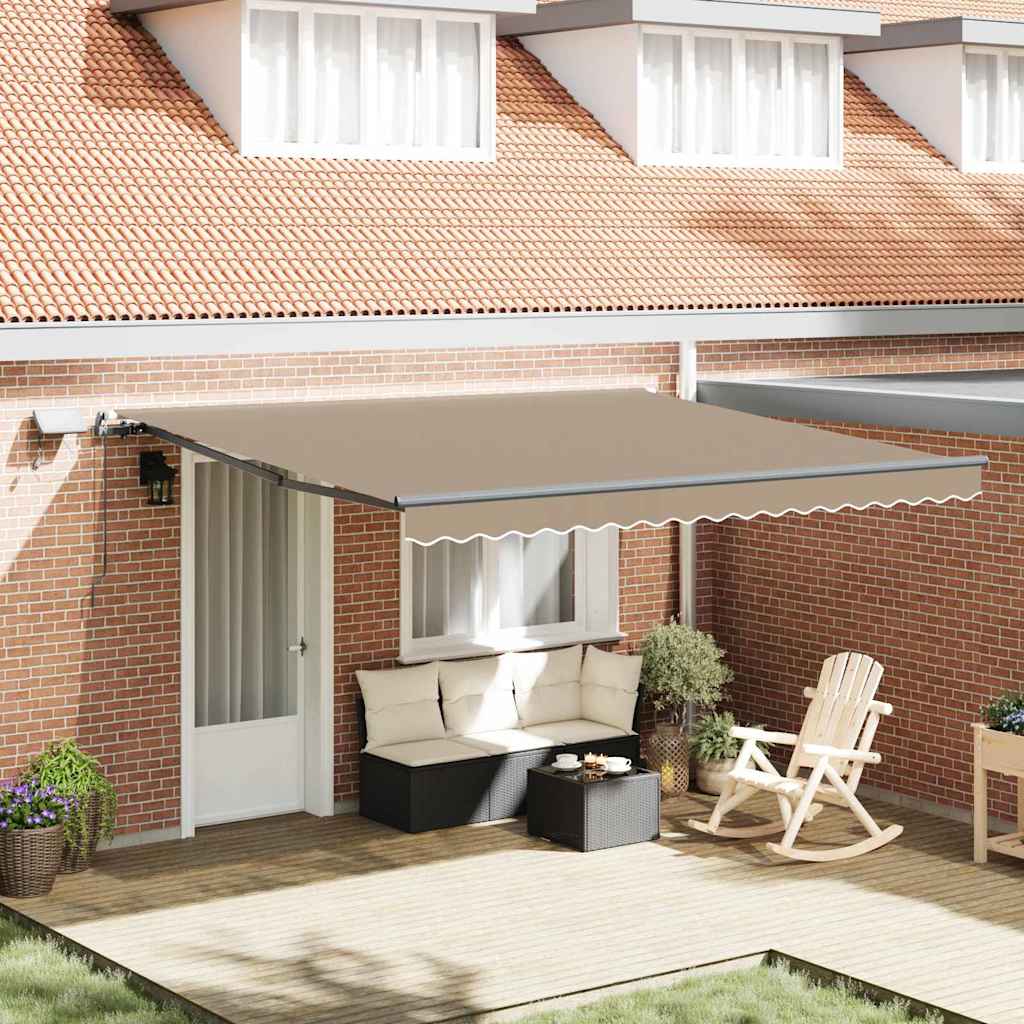 Manual Retractable Awning with LED Beige 400x300 cm - Casper Homes