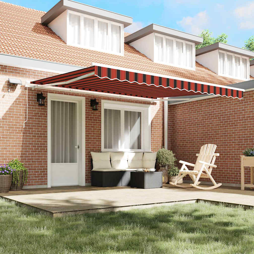Manual Retractable Awning with LED Orange and Brown 400x350 cm - Charlotte Dunes