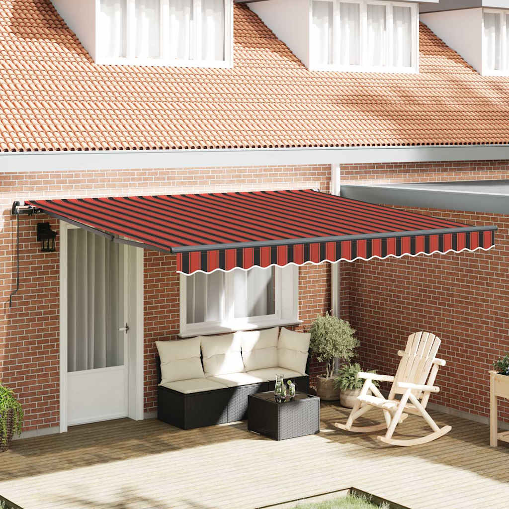 ARVUE Retractable Awning Manual and brown 400x350 cm - Orange - Design Hut