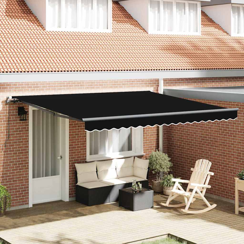 Manual Retractable Awning Black 400x350 cm - The Home Maker