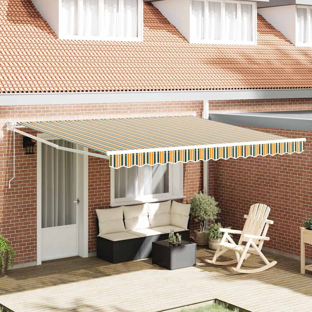 Manual Retractable Awning with LED Green and White 400x350 cm - Sid & Sam