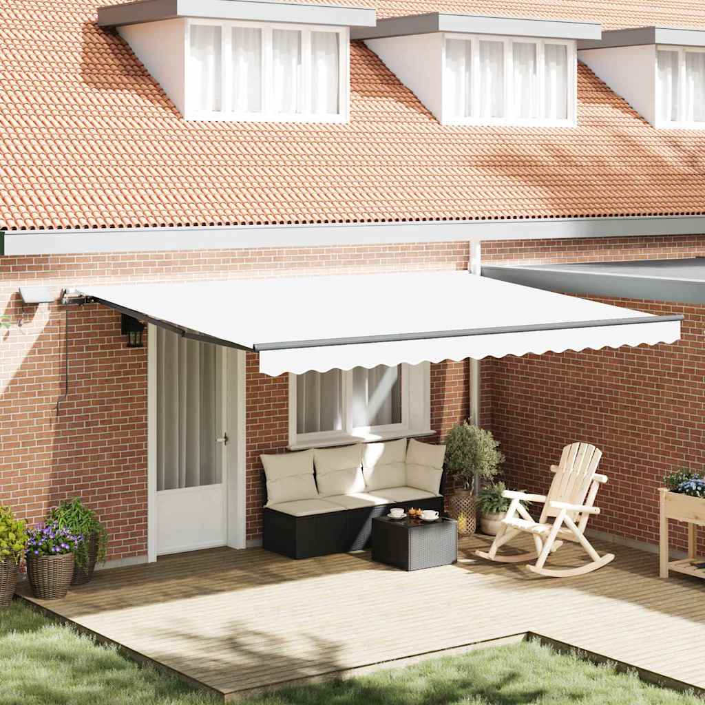 Manual Retractable Awning with LED White 450x300 cm - Decor Base