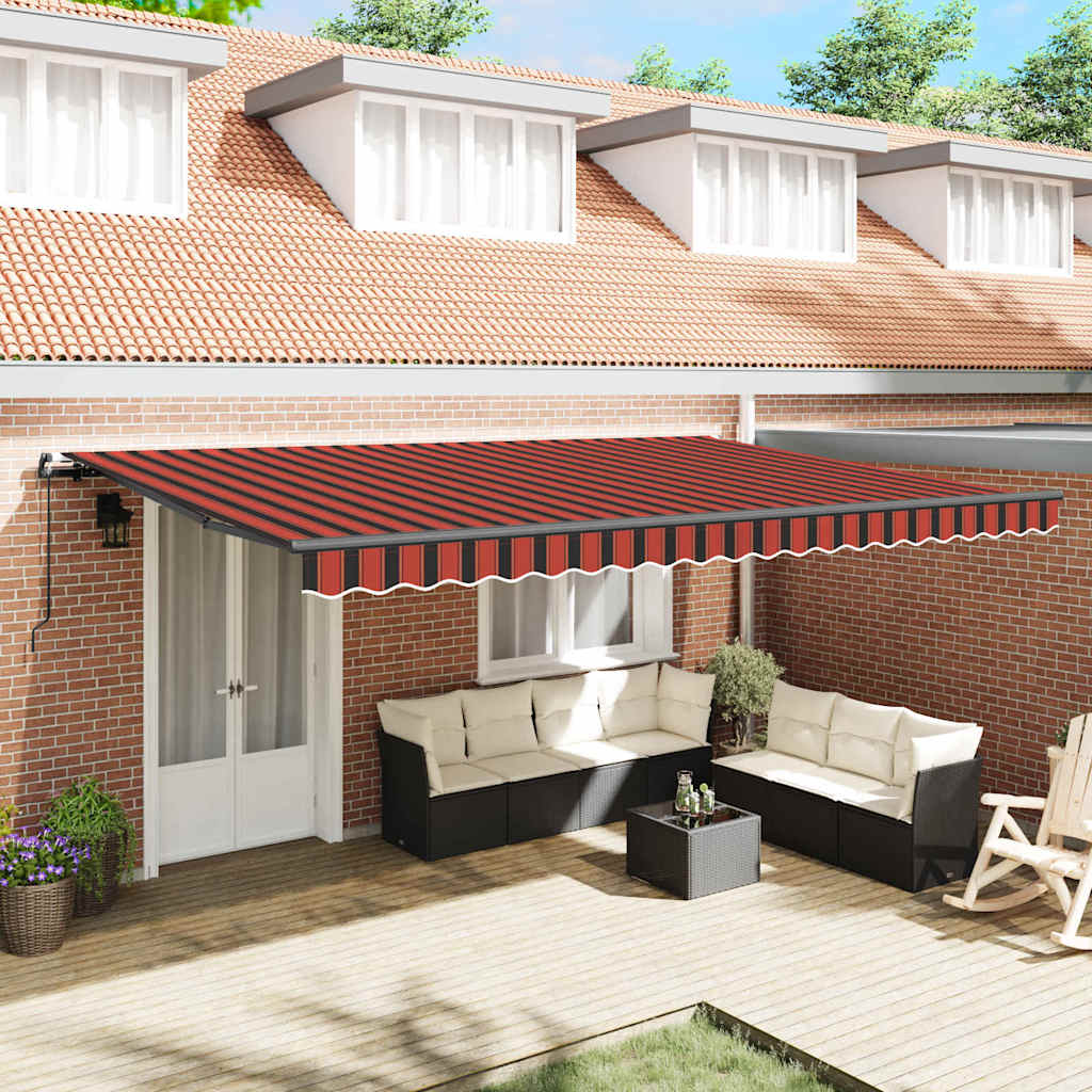 VEAGLEN Retractable Awning Manual and brown 500x300 cm - Orange - Design Hut