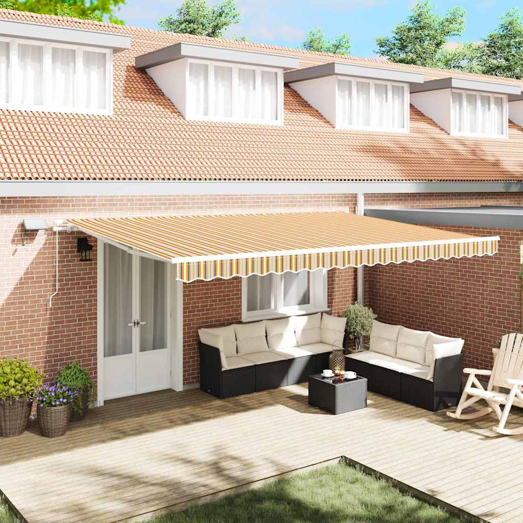WOELOFT Retractable Awning Multicolour 500x350 cm and Steel Fabric - Design Hut