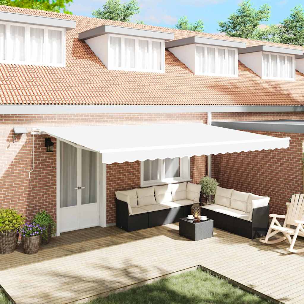 EMBAY Retractable Awning Manual 500x350 cm and Steel Fabric - White - Design Hut