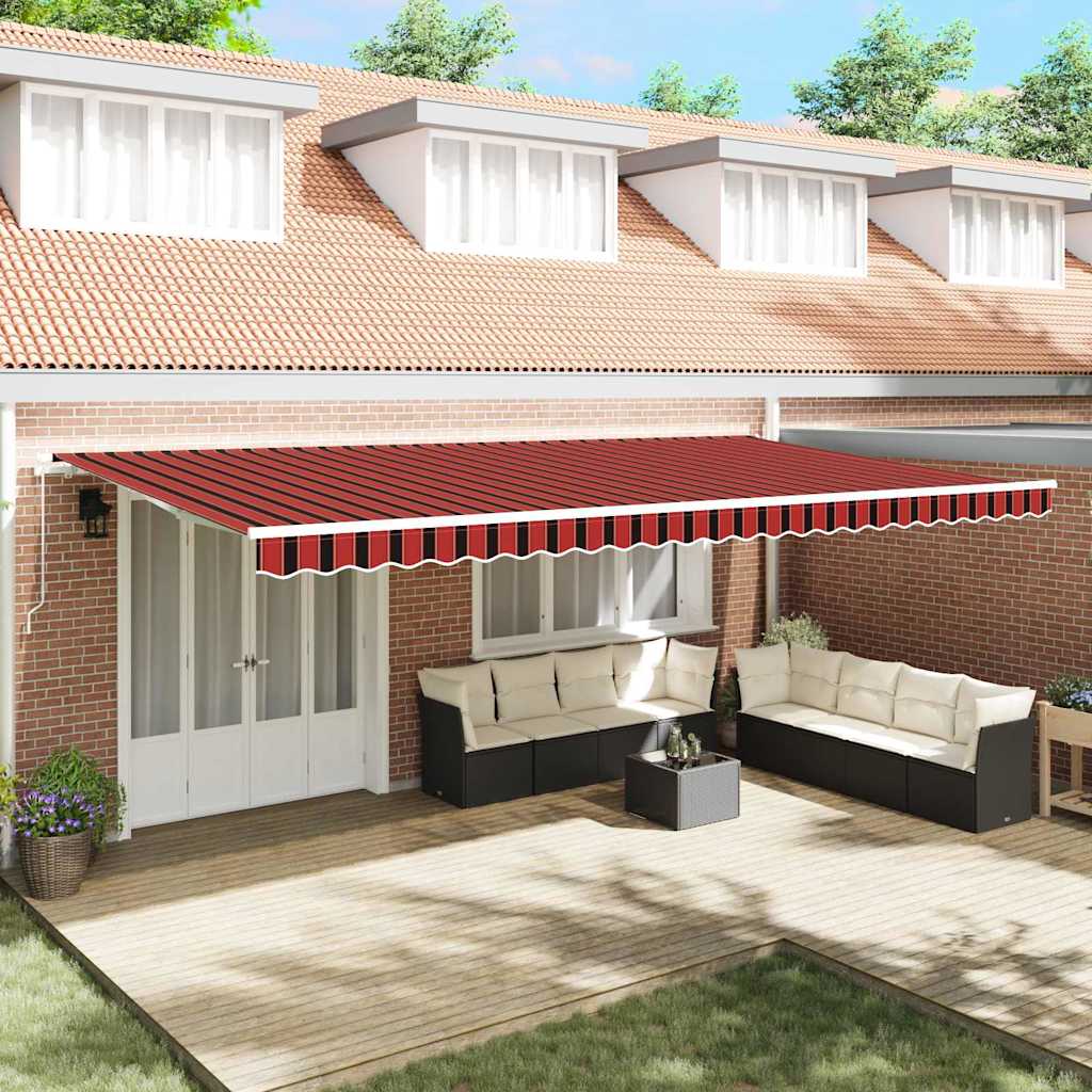 RINLOFT Retractable Awning Retractable and Brown 600x300 cm - Orange - Design Hut