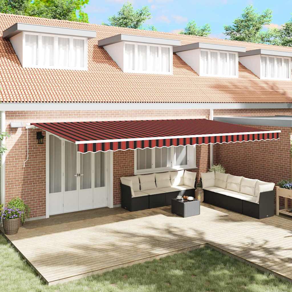 RINLOFT Retractable Awning Manual and brown 600x300 cm - Orange - Design Hut