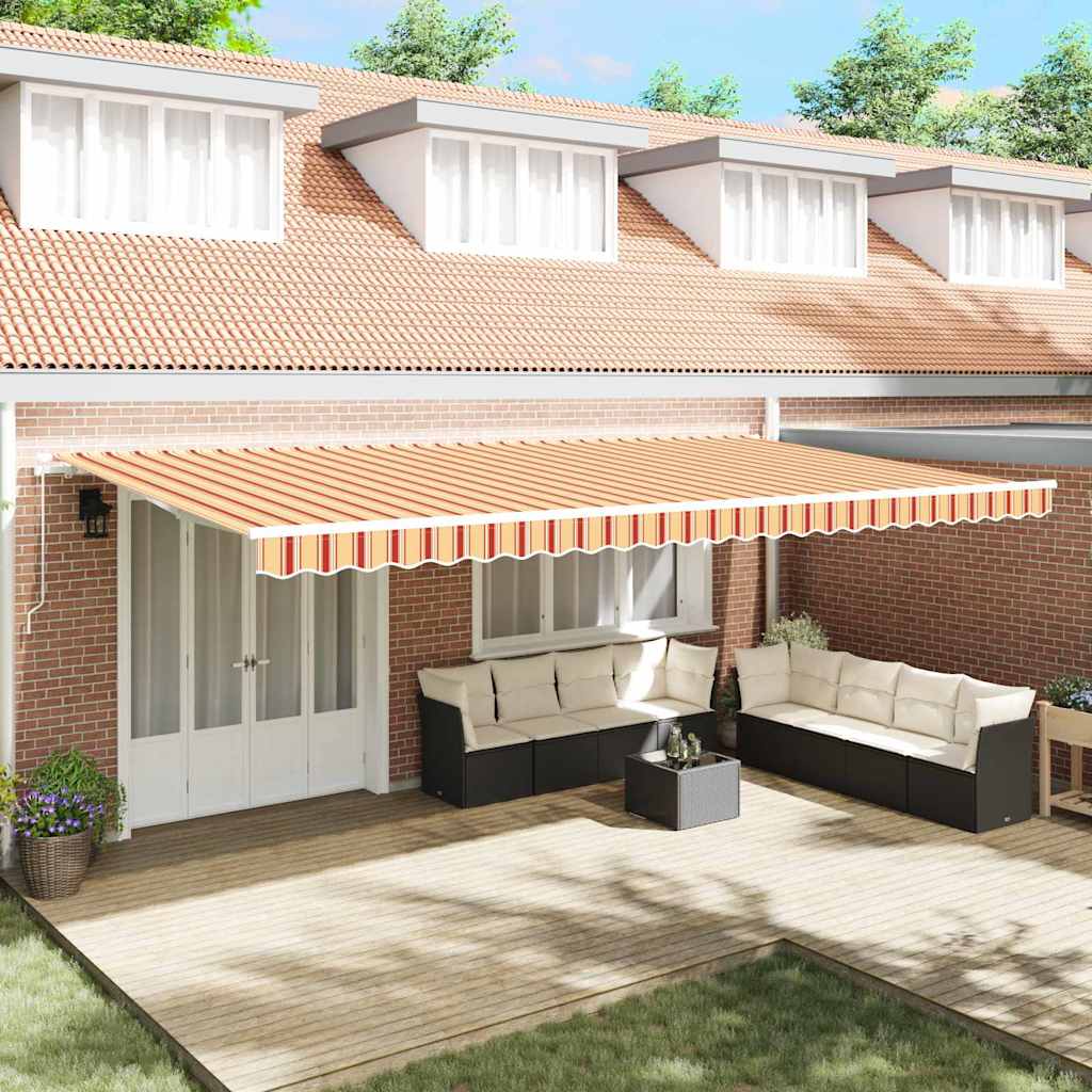 RINLOFT Retractable Awning Retractable and Orange 600x300 cm - Yellow - Design Hut
