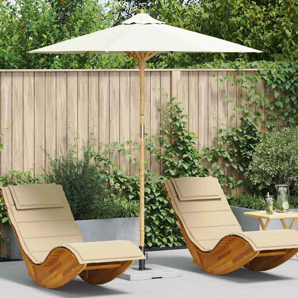 ELASH Garden Parasol Cream Dia 217x230 cm Bamboo - White - Charlotte Dunes