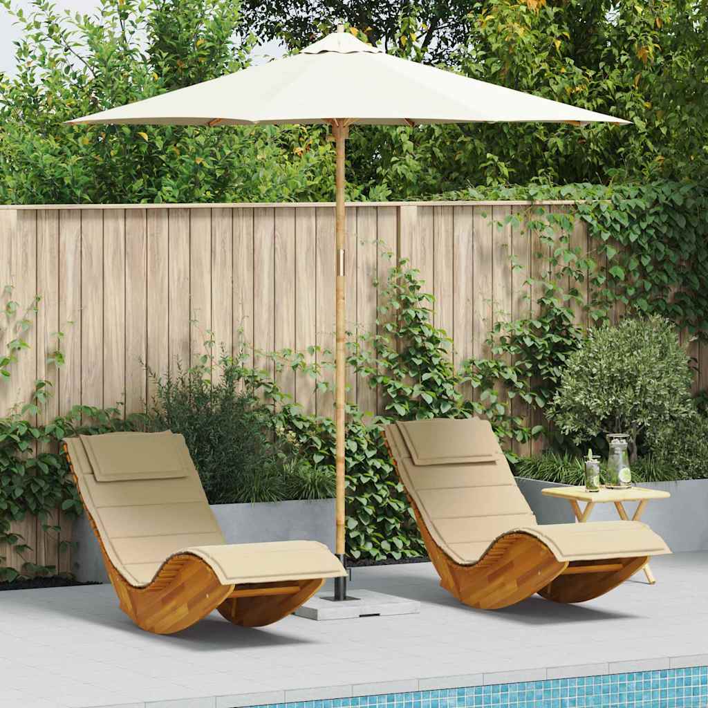 ELASH Garden Parasol Cream Dia 270x260 cm Bamboo - White - Charlotte Dunes