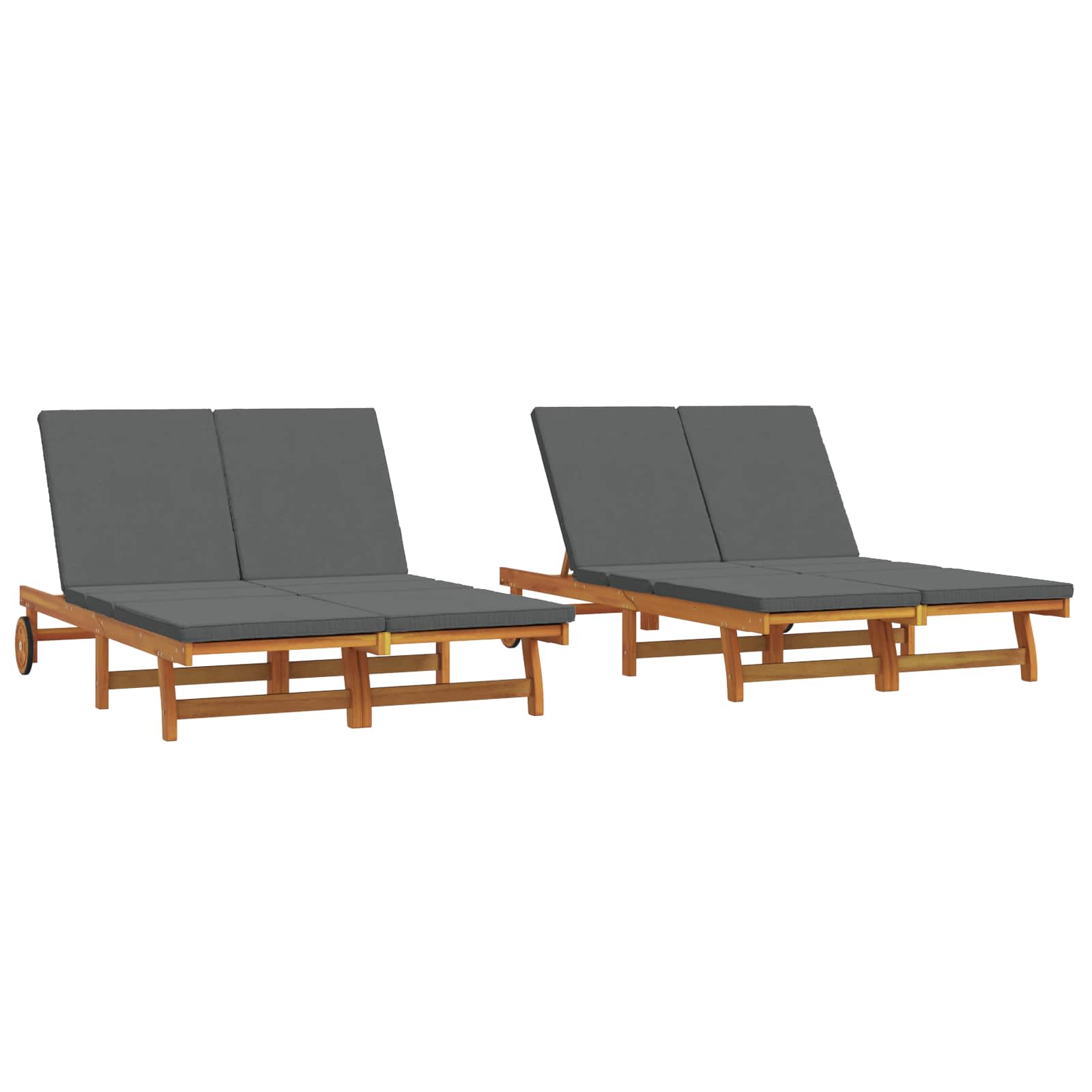 BETON Sun Lounger Reclining 125x200x84 cm Acacia Wooden - Brown - Charlotte Dunes