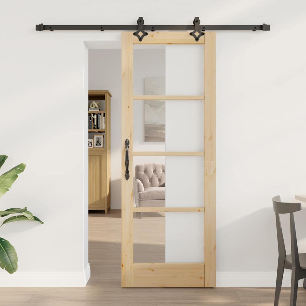 Sliding Door with Hardware Set "ORKDAL" Solid Wood & Glass - All Things Good