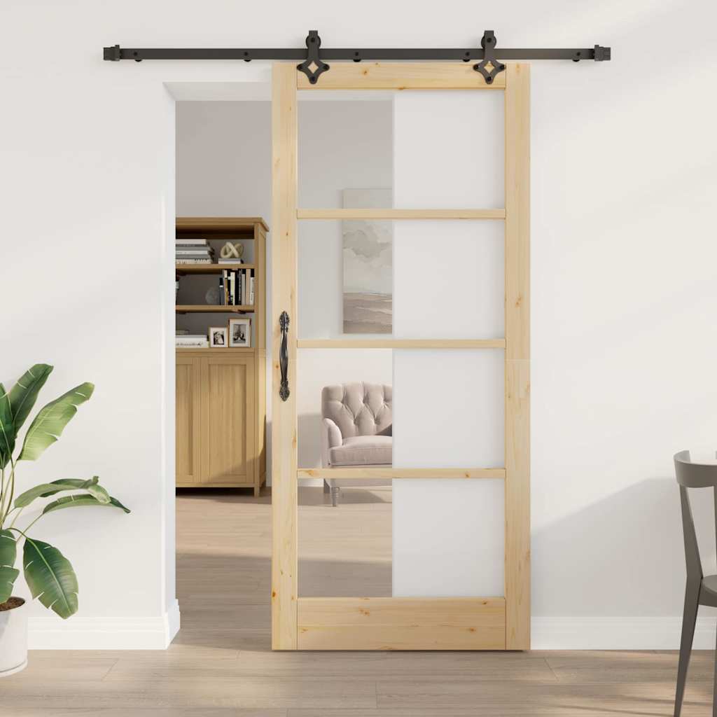 Sliding Door with Hardware Set 'ORKDAL'Solid Wood & Glass - Tyrell & Tyrell