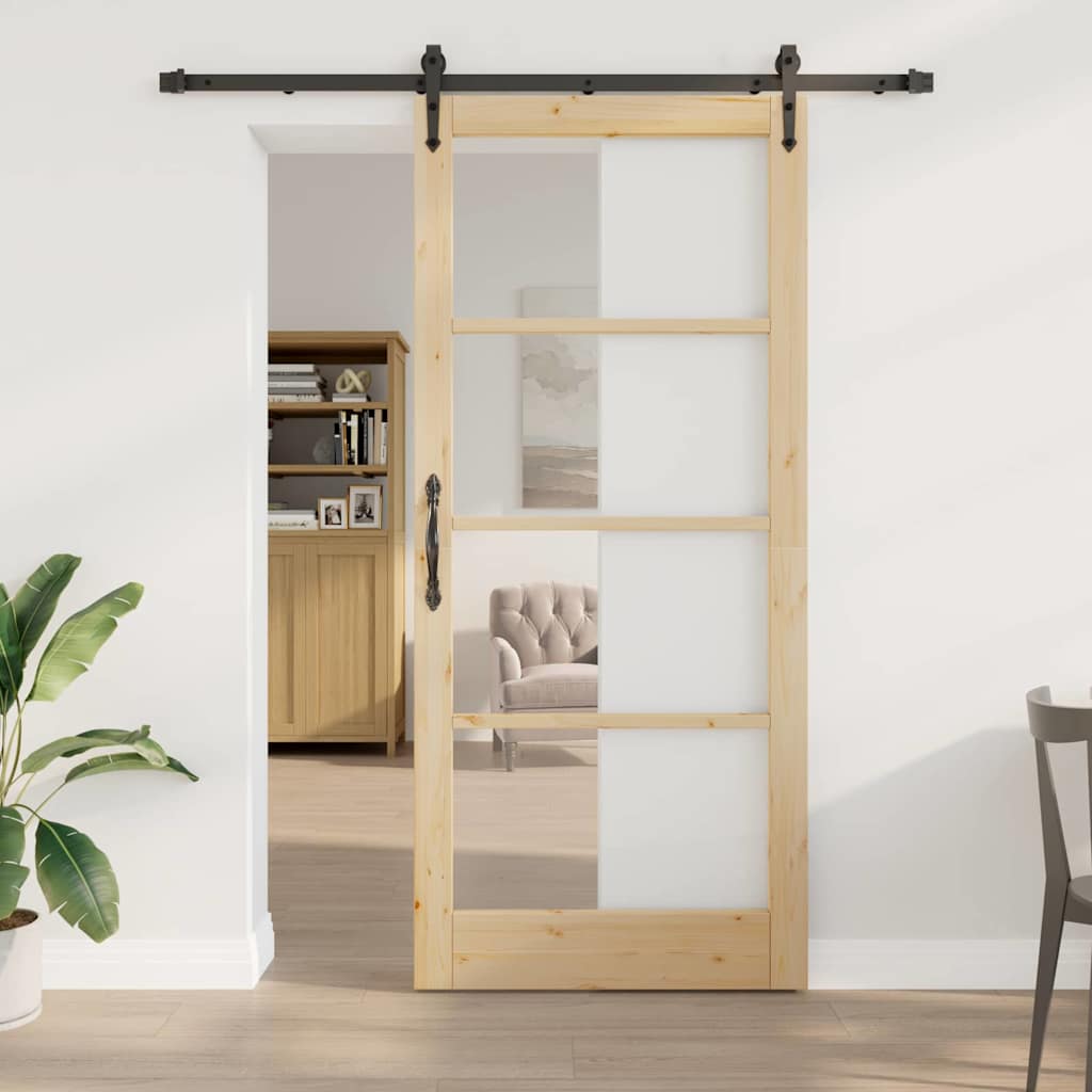 Sliding Door with Hardware Set 93x211 cm Solid Wood Pine - Casper Homes