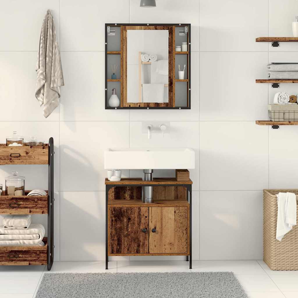 2 Piece Bathroom Furniture Set Old Wood Engineered Wood - The Home Maker