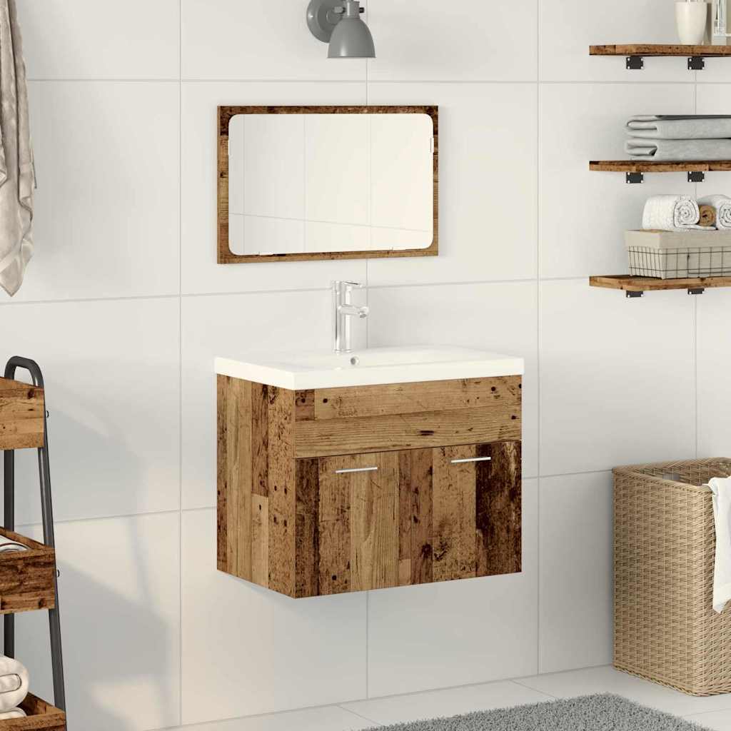 3 Piece Bathroom Furniture Set Old Wood Engineered Wood - All Things Good