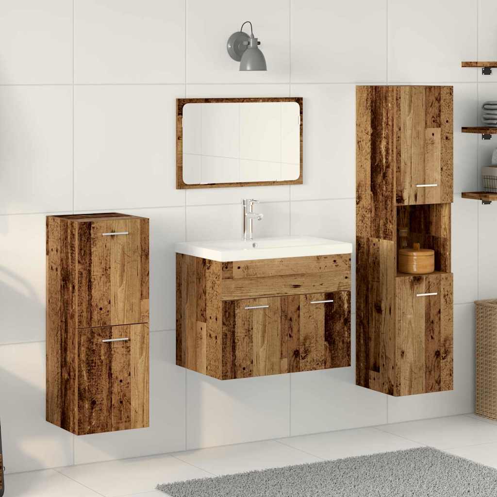 4 Piece Bathroom Furniture Set Old Wood Engineered Wood - Design Hut