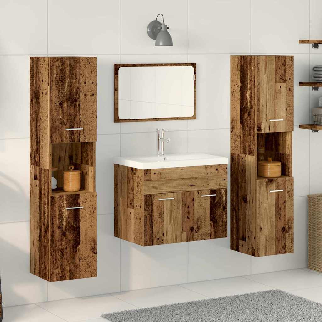 5 Piece Bathroom Furniture Set Old Wood Engineered Wood - The Home Maker