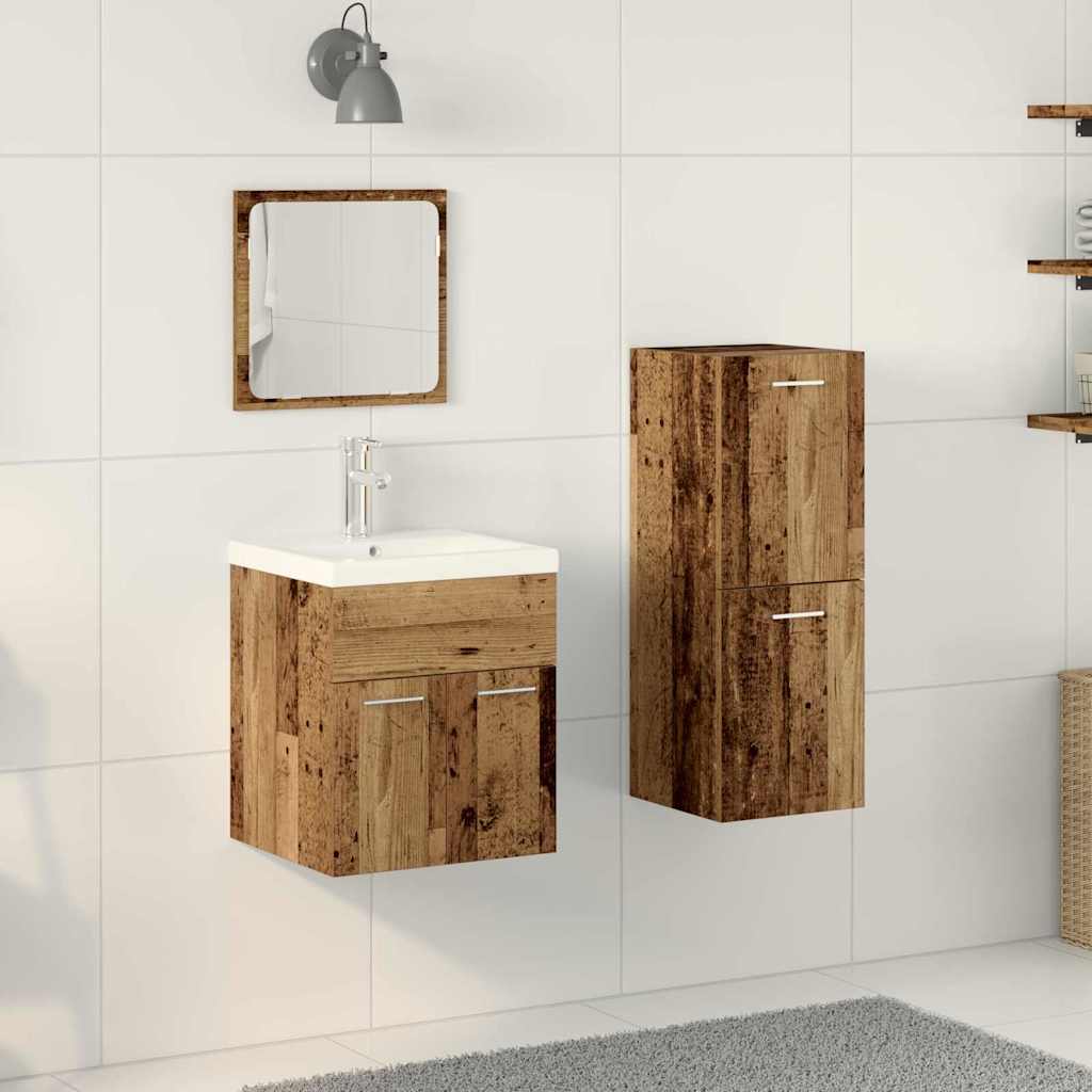 4 Piece Bathroom Furniture Set Old Wood Engineered Wood - Direct Imports