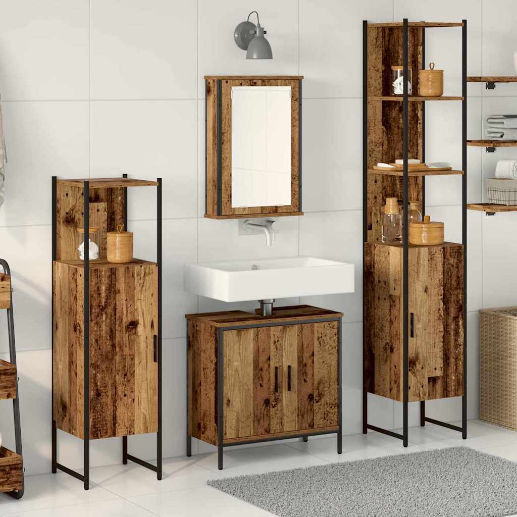 4 Piece Bathroom Furniture Set Old Wood Engineered Wood - Casper Homes