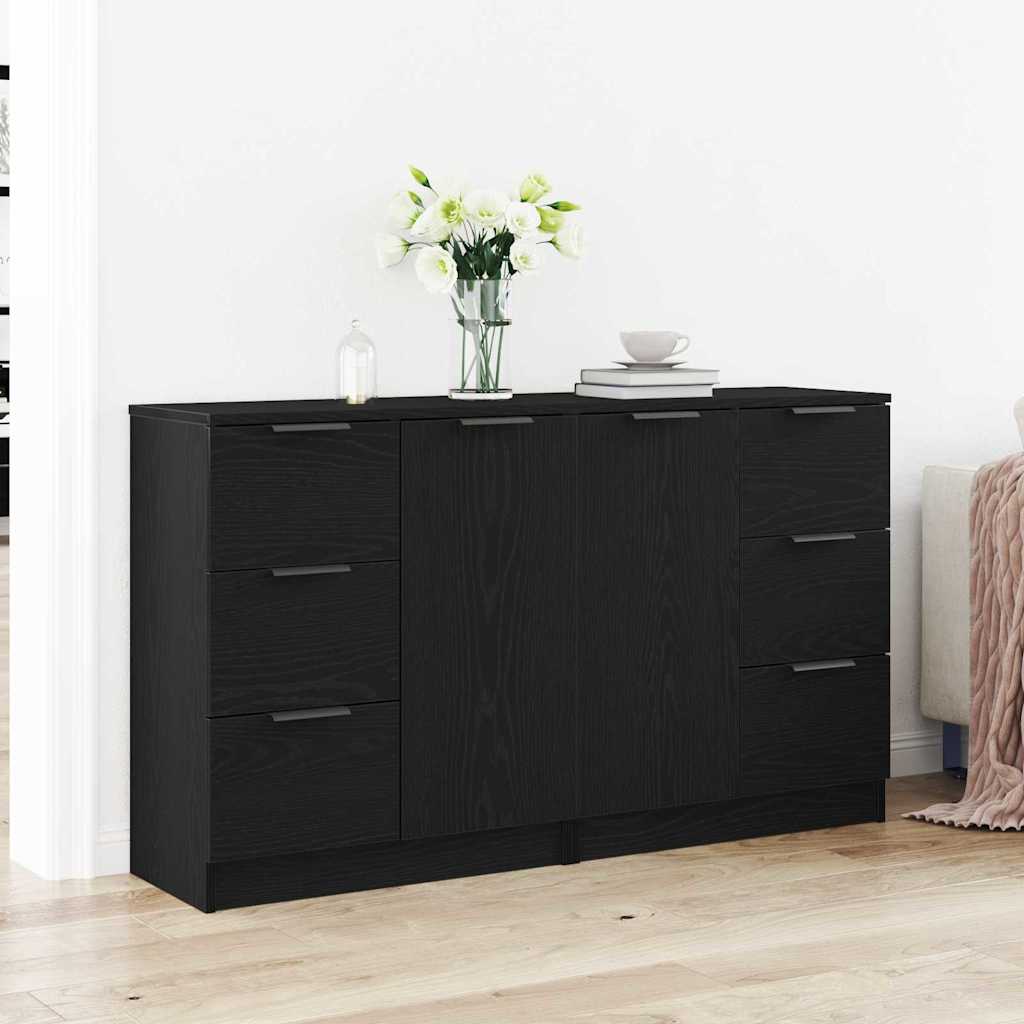 Sideboards 2 pcs Black Oak 60x30x70 cm Engineered Wood - Millennium Furniture